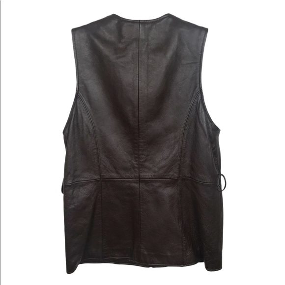 Otello Pelle Leather Full Zip Vest w Pockets - Picture 3 of 13